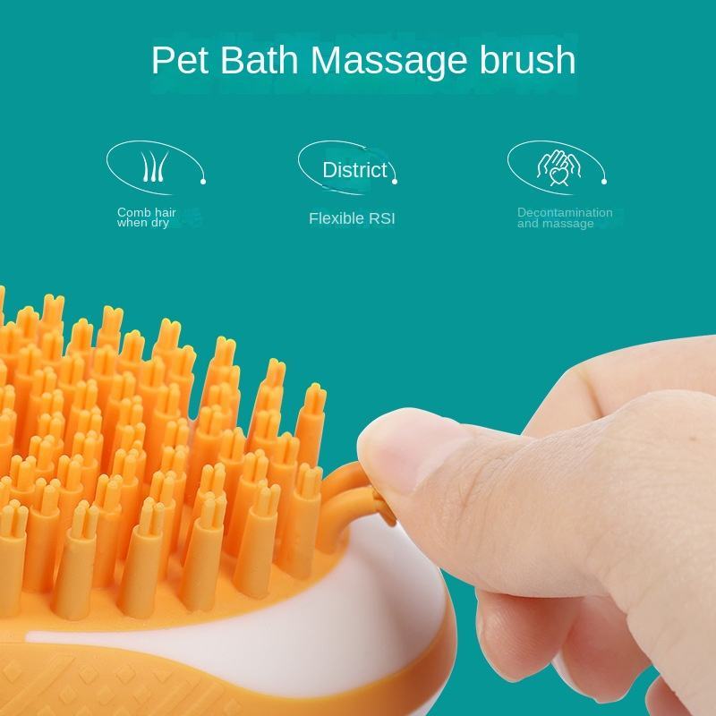 Dog Cat Bath Brush 2-in-1 Pet SPA Massage Comb Soft Silicone Pets Shower