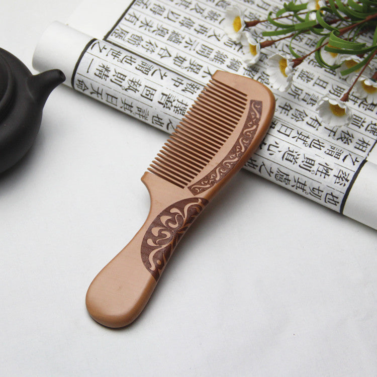 1pcs Anti-Static Comb Natural Peach Solid Wood